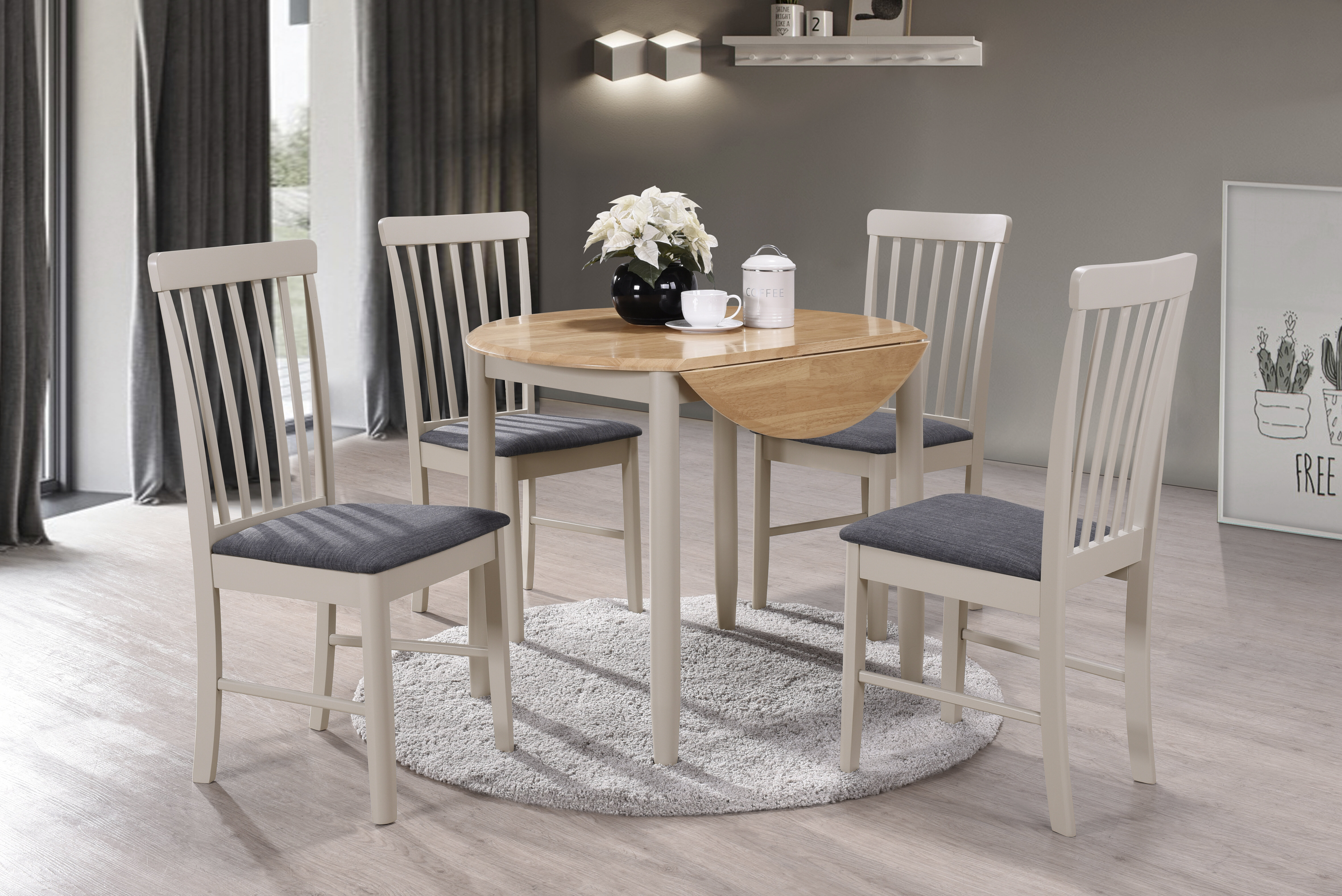 Gray drop deals leaf dining table