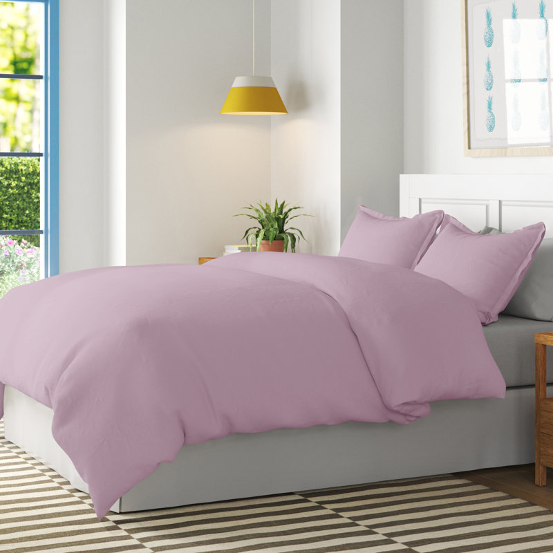 Wayfair Basics® Modern Microfiber Duvet Cover Set, Lavender, Full/Queen Duvet Cover + 2 Full Shams