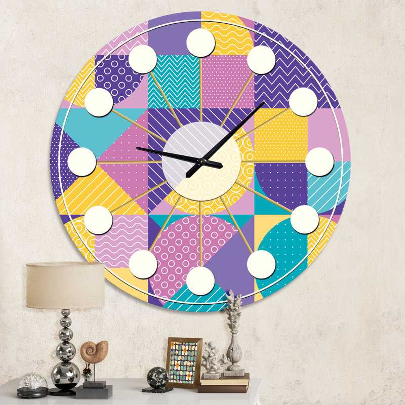 Horloge murale géométrique pastel abstraite I - Mid-Century, Moyenne