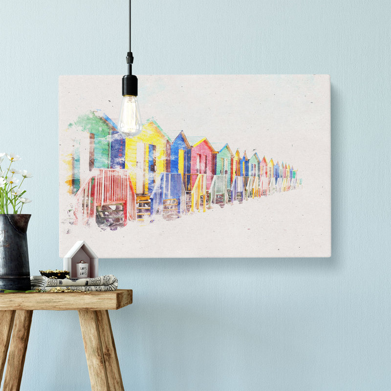 Beach Huts in Cape Town - Wrapped Canvas Graphic Art Print, 40cm H x 60cm W x 3cm D