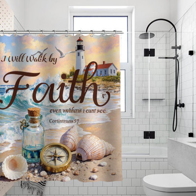 Coastal Faith Shower Curtains 71  71