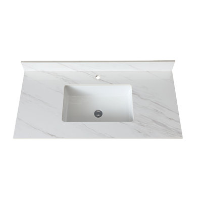 Dessus de meuble-lavabo en marbre avec 1 trou de robinet pré-percé