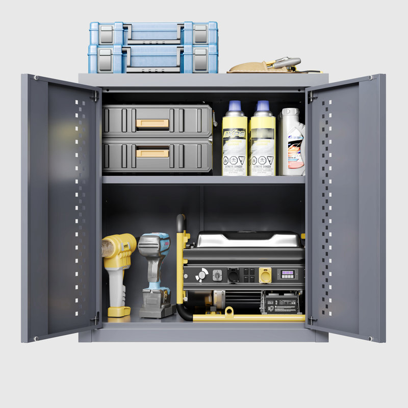 Rangement mural flottant gris en acier pour garage, H 14,18 po, armoire avec porte, pour sous-sols, cuisines et entrepôts, tablettes flexibles, technologie de mouvement à charnière à ouverture en douceur