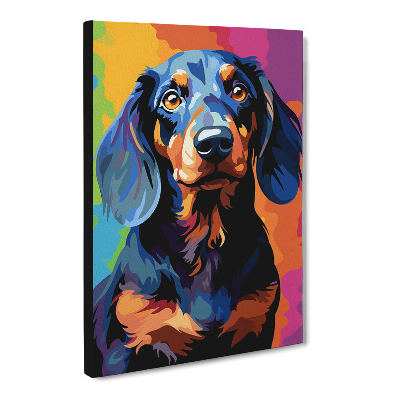 Dachshund Pop - Print on Canvas, 50cm H x 35cm W x 3cm D