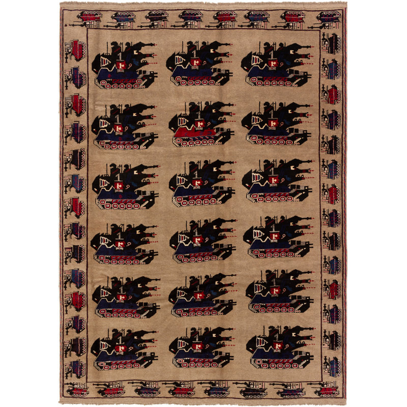 Hitton One-of-a-Kind 6'7" X 9'5" 2010s Wool Area Rug in