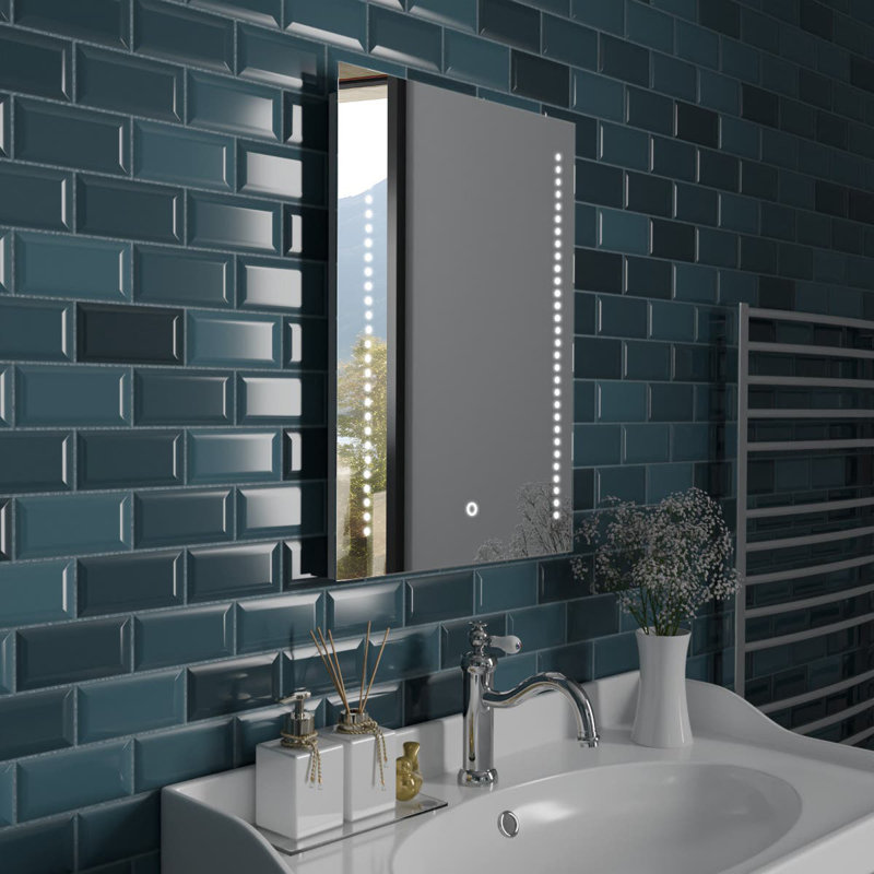 Rectangle LED Bathroom Mirror Fog Free Touch Sensor, 50 cm H x 70 cm W