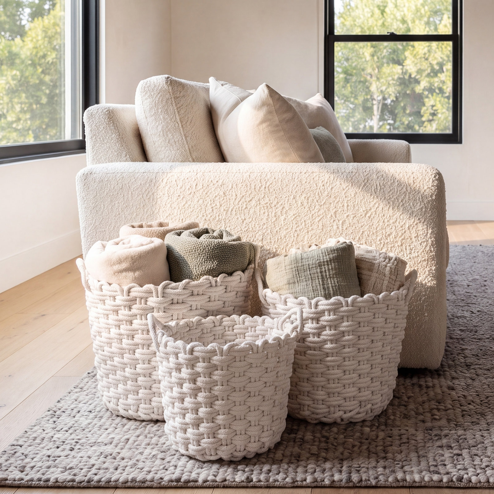 Becka Fabric Decorative Basket - Set of 3