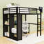 Lit mezzanine avec bureau intégré, armoire et tablettes-840292723-840292722