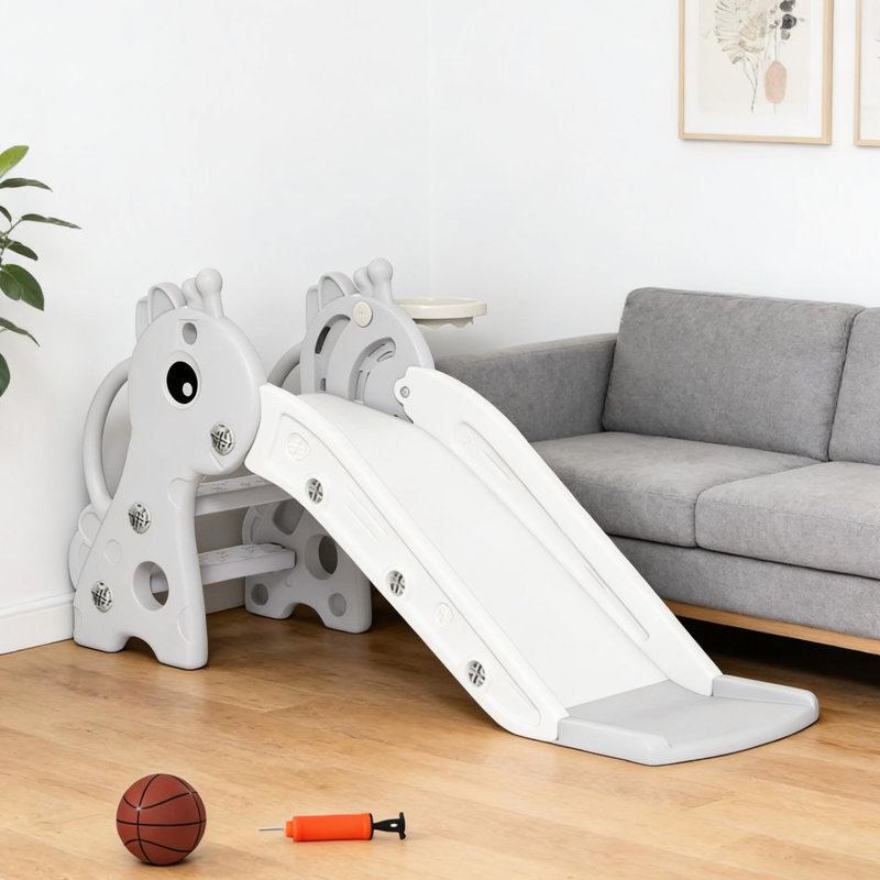 Glissade avec grimpeur intégré, apparence de girafe, pas antidérapants, rampes latérales, fabrication simple à entretenir, pendant 1 an et plus