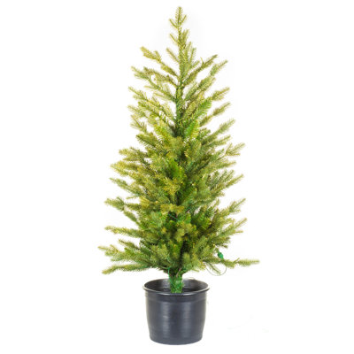 Arbre de Noël à DEL blanc chaud en PVC / épinette doré