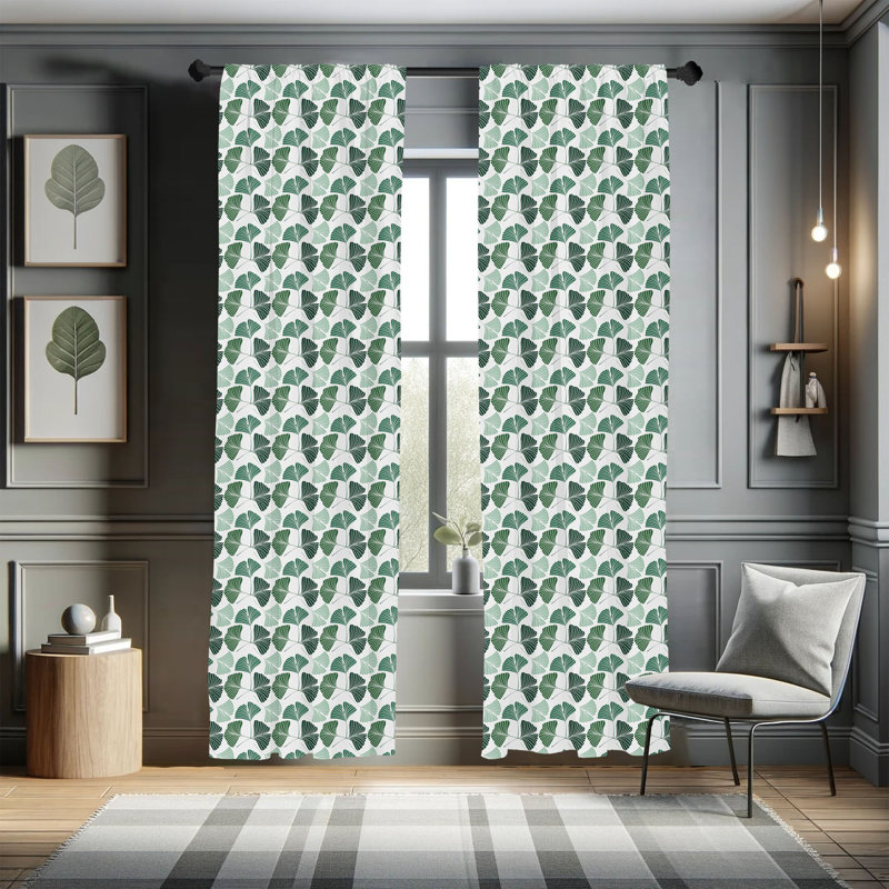 Gingko Floral Semi-Sheer Rod Pocket Sliding Panel, 28" x 84"