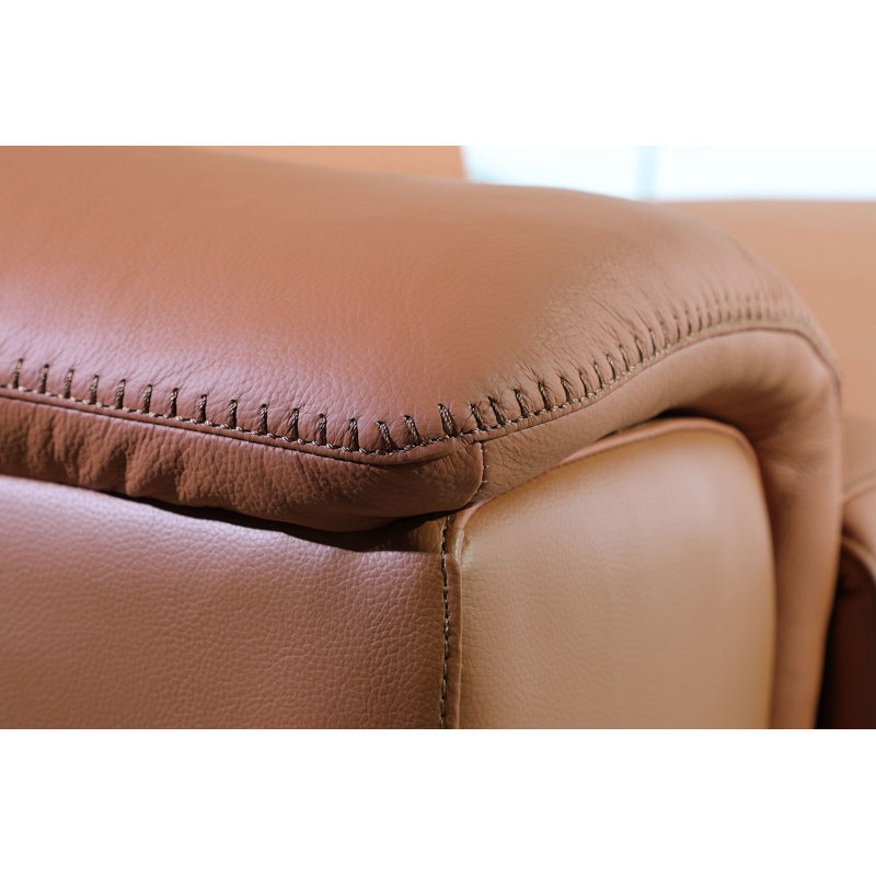 Guaymas 151" Wide Top Grain Italian Leather Symmetrical Reclining Corner Sectional, Camel Genuine Leather