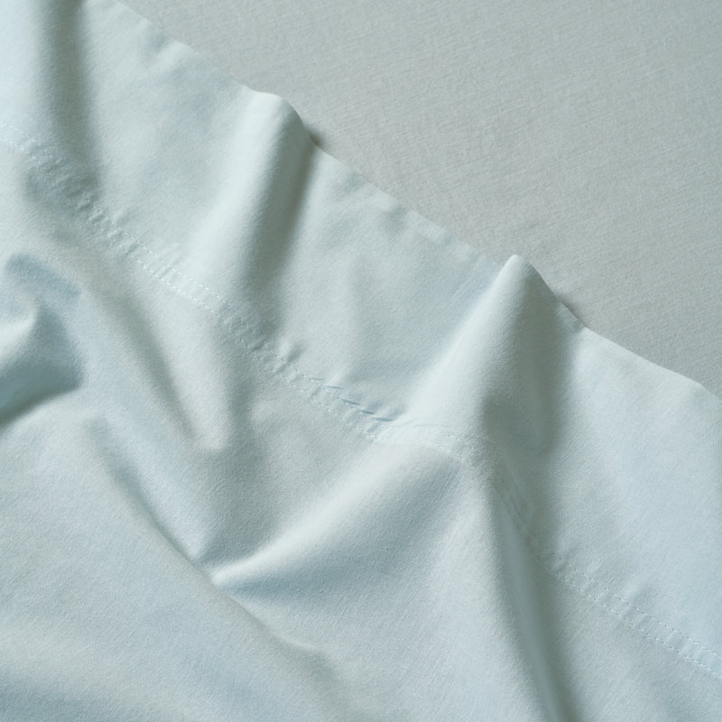 Carmen 100% Cotton Vintage Wash Boho Solid Deep Pocket Lightweight Percale Sheet Set, Blue, Queen 4pc Sheet Set