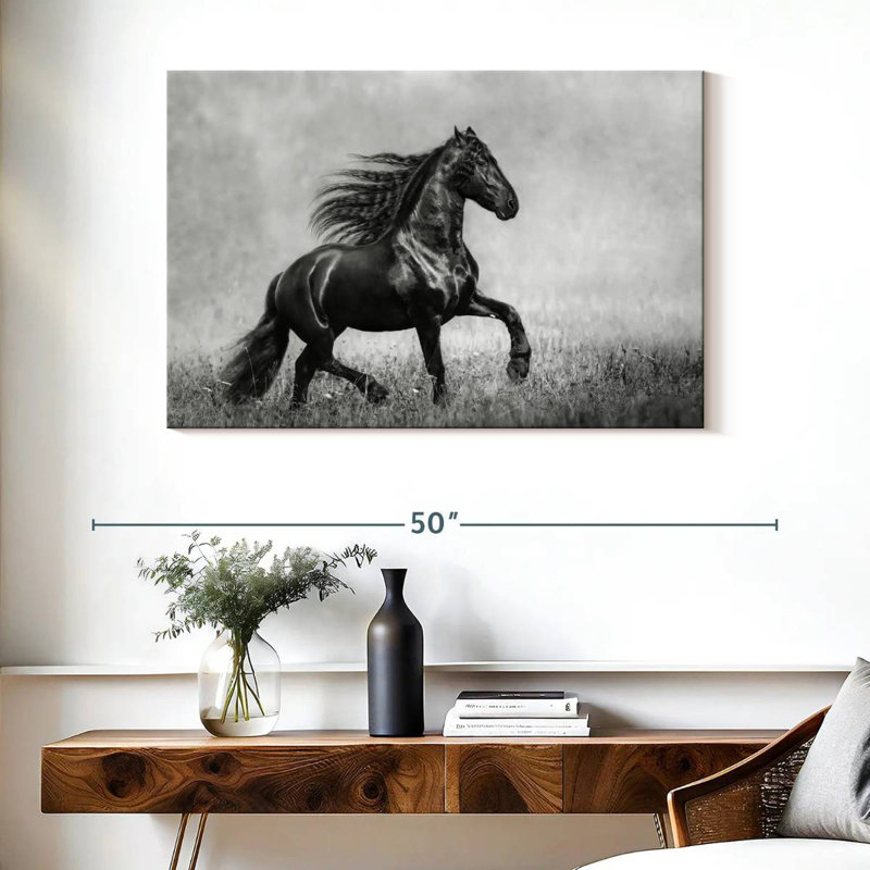Black Friesian, 26" H x 39" W