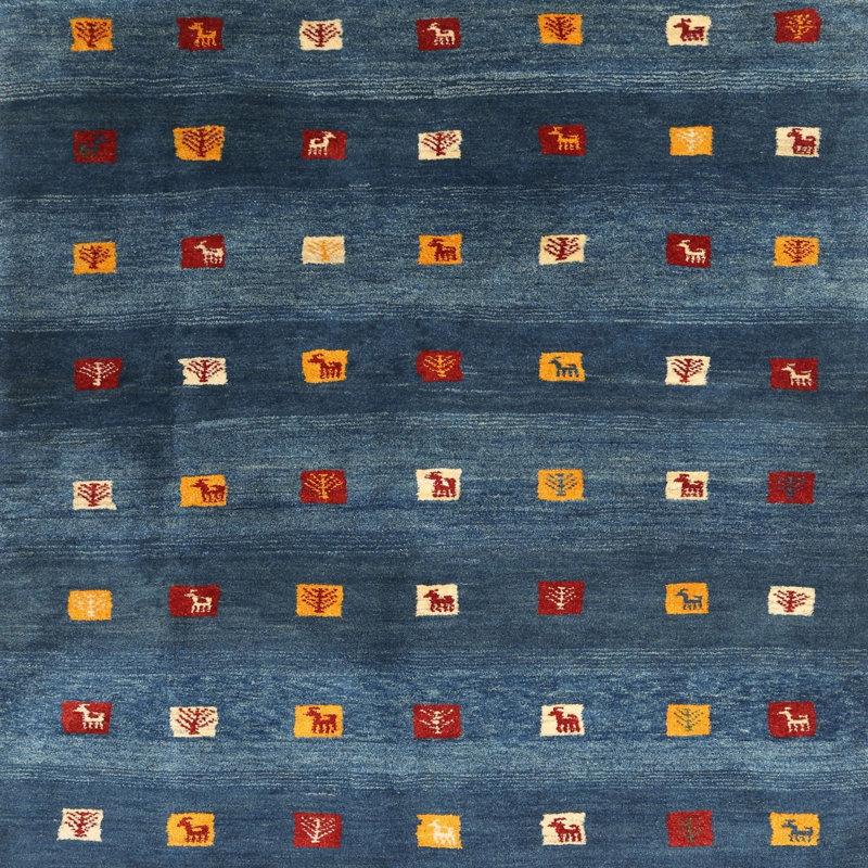 Tapis abstrait bleu, Carré 6 pi
