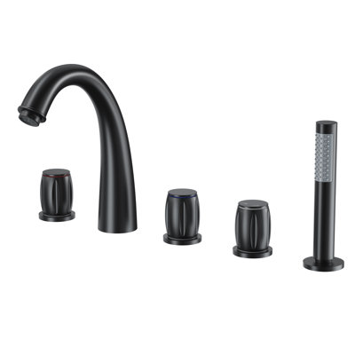 Robinet de baignoire romaine à 3 poignées à fixation sur le comptoir avec douche à main