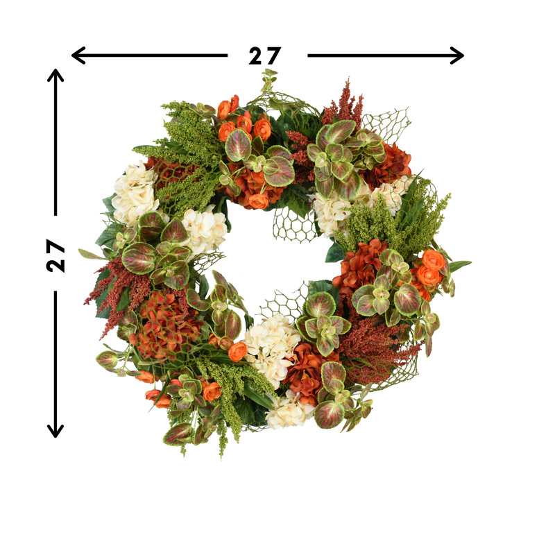 Couronne d'hortensia, bruyère et renoncule d'Alma
