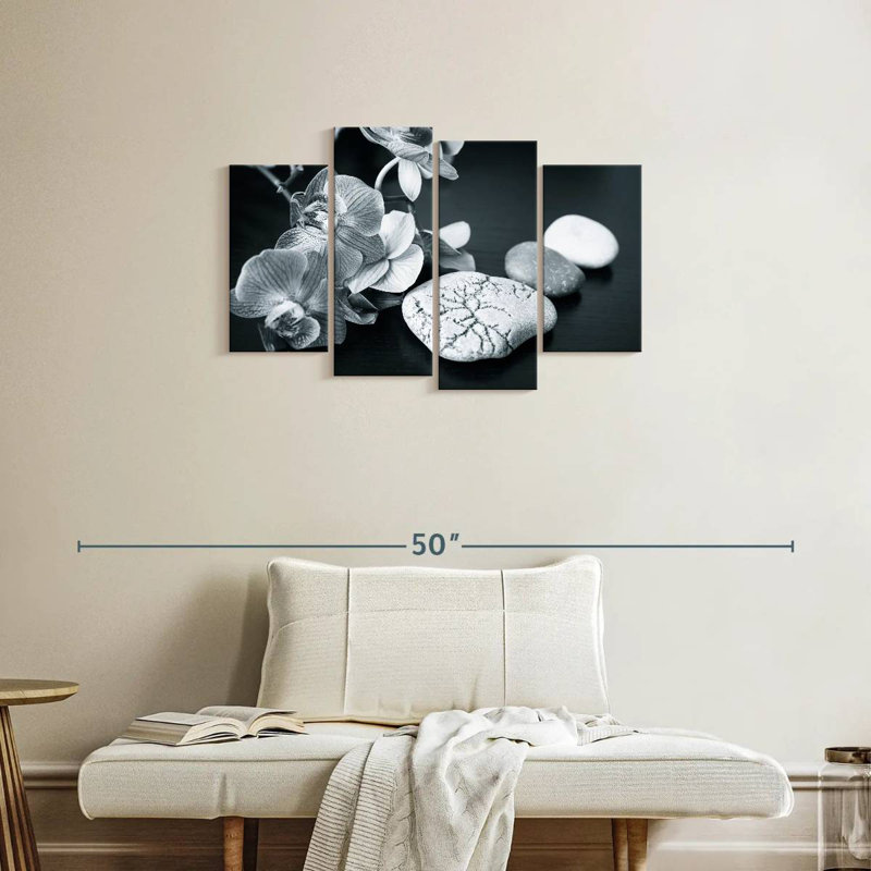 Harnek Monochromatic Zen Orchids, 22" H x 36" W