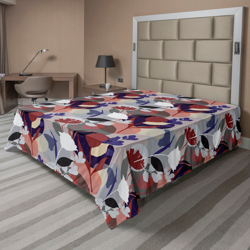 Drap plat Ambesonne, Quartz, corail / floral, Drap plat grand
