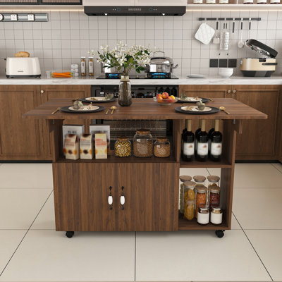 Table pliante multifonctionnelle de 47 pouces avec rangement et roulettes