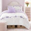 Ensemble de couette 4 pièces en microfibre brodée à motifs floraux violet, taille Twin/Twin XL