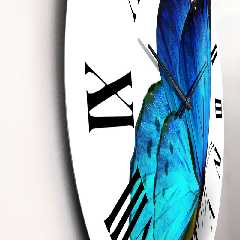 Vibrant Blue Butterfly - Modern wall clock, 29" H x 29" W x 1" D