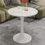 Table de salle à manger à piédestal ronde de 27,6 pouces, plateau Mid-Century moderne en marbre blanc et base en fer, 4 sièges