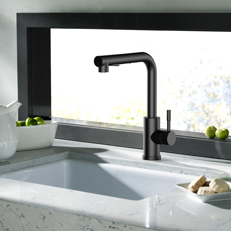 Pull Down Spray Single Lever Kitchen Tap, Black