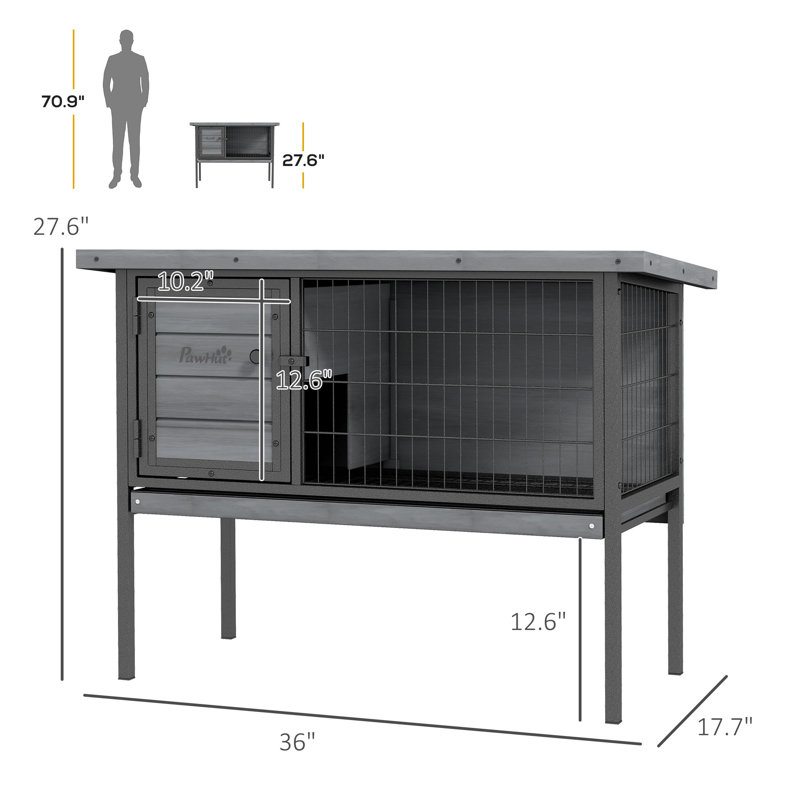 Cage pour petits animaux Lockridge, résistante aux intempéries, bois, Gris