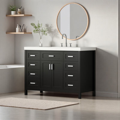 47" Bathroom Vanity Without Sink, Cabinet Only, 2 Doors And 8 Drawers, Soft Close System, Classic Design