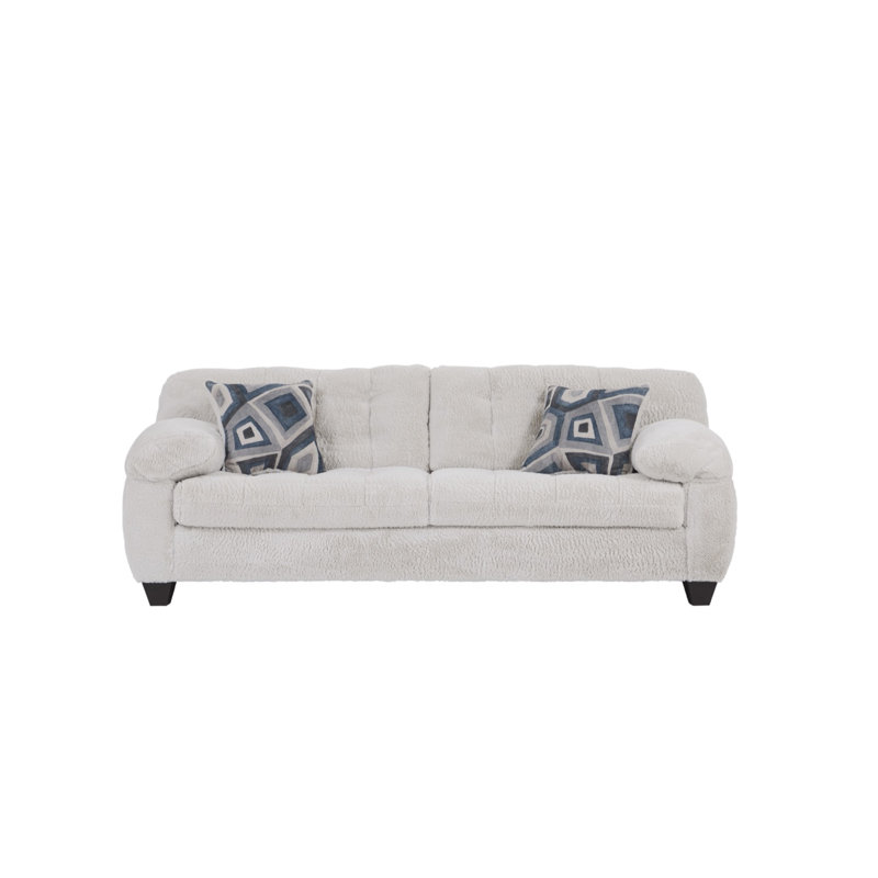 Canapé rembourré 91 po avec coussins Armand Graphite, Pluie hivernale