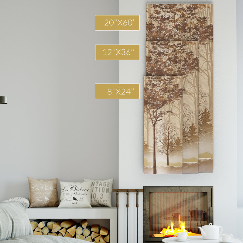 «Forest Light I», reproduction de peinture à l'huile sur toile, H 20 po x l 60 po x P 1,5 po