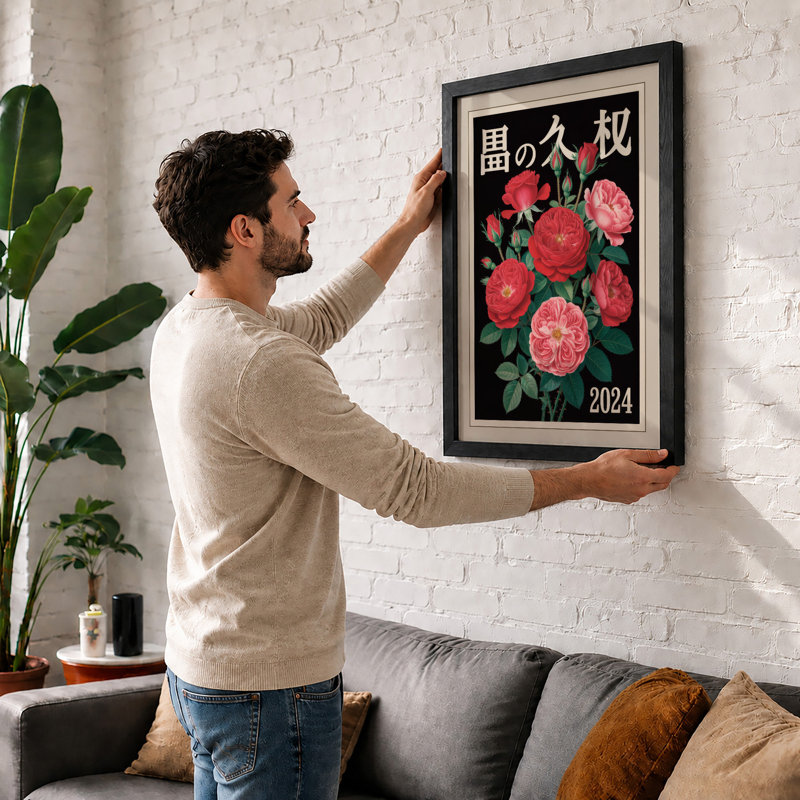 Ruffled Roses In Coral Botanical - Print, A2 - 59.4 x 42.0 cm, White