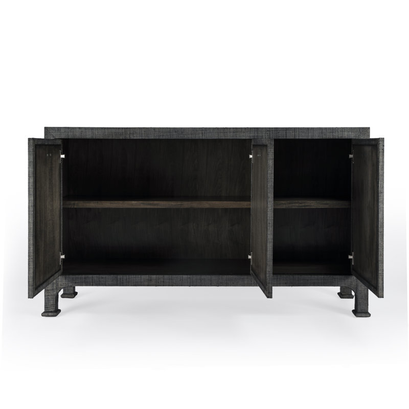 Chatham 3-Drawer Raffia 60" Sideboard, Charcoal