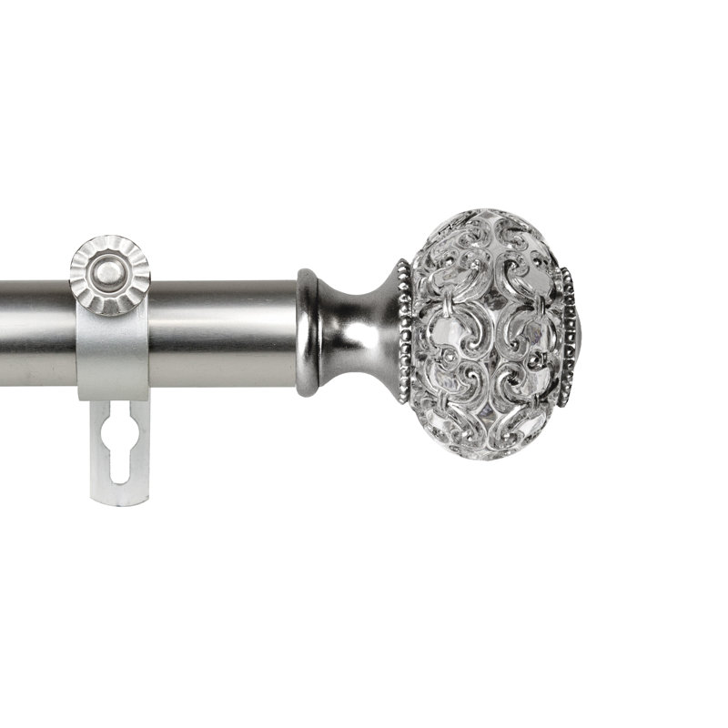 Tringle à rideaux simple 1 po Matias, H 2,75 po x l 84 po x P 3,63 po, Nickel satiné
