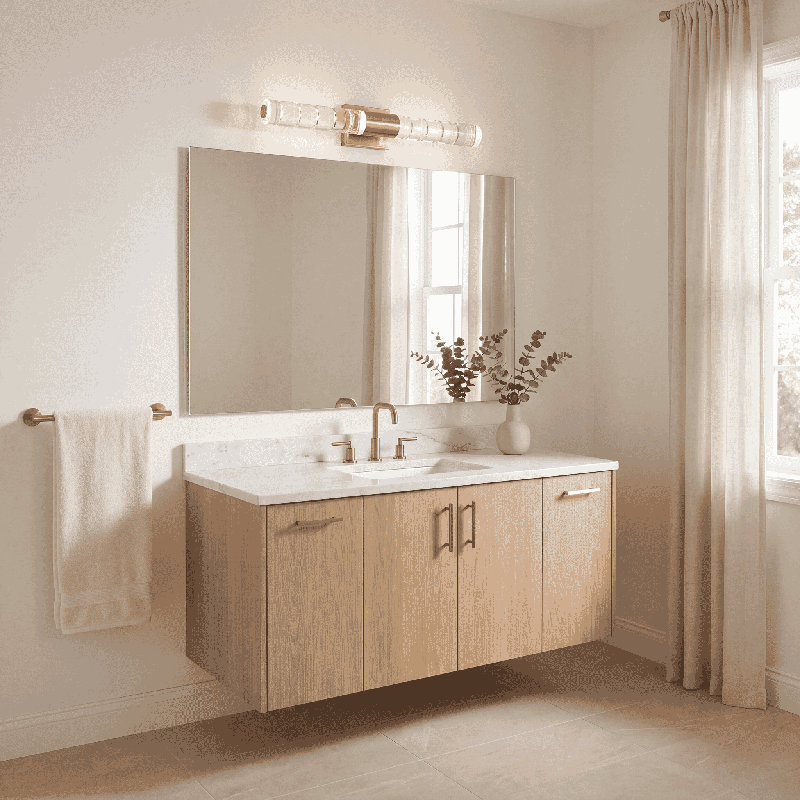 Luminaire de salle de bain Beale à DEL Beale, 28 po de largeur, Laiton, Laiton