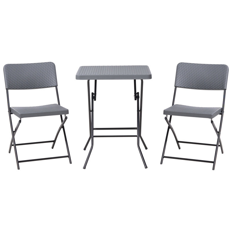 Bistro Set Folding TRAPPETO Black, Grey