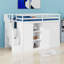 Lit mezzanine avec tablettes, armoires et tiroirs-644738547