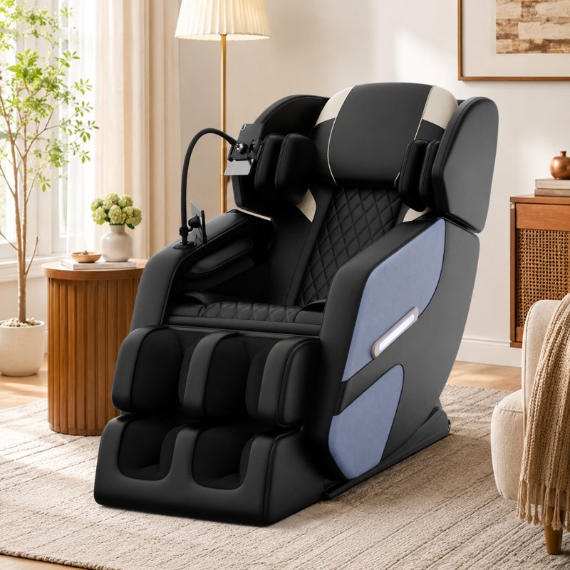 Fauteuil inclinable de massage chauffant bleu