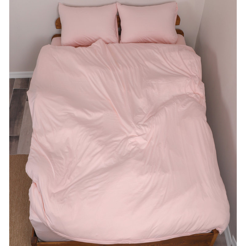 100% Cotton Jersey Knit Duvet Cover Set, King / California King Duvet Cover + 2 King Shams, Pink