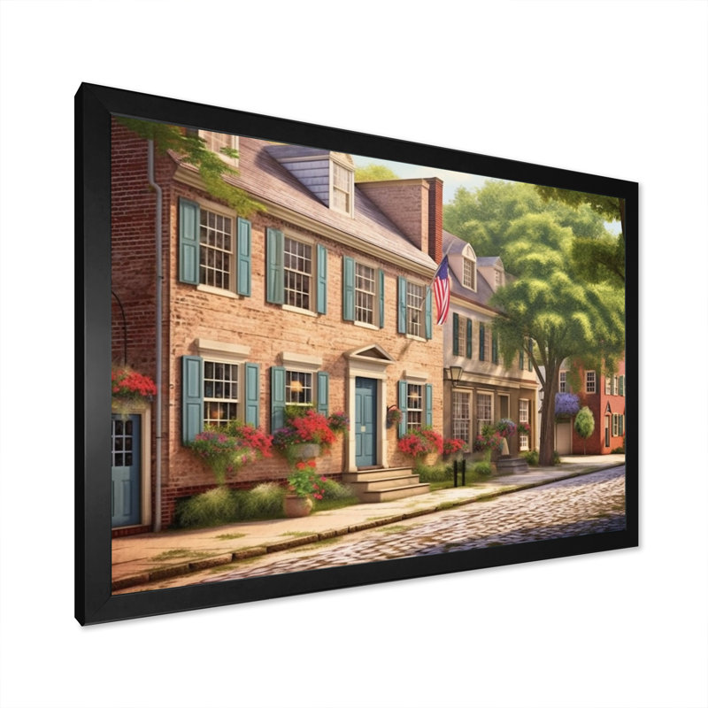 «Delaware 1950S Village I», reproduction d'art sur toile, H 30 po x l 40 po x P 1,5 po, Cadre photo noir