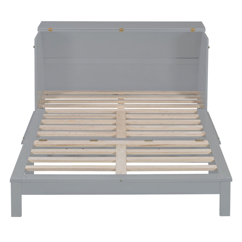 Lit escamotable avec grands tiroirs Murphy, Gris, Grand lit