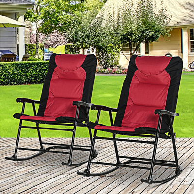 Outdoor Folding Padded Rocking Chairs Set Of 2