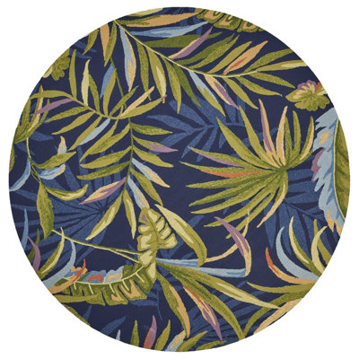 Salzman Blue Floral Handmade Indoor Outdoor Area Rug