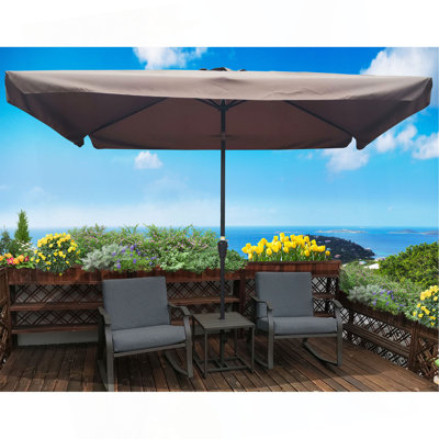 10 X 6.5Ft Rectangular Patio Umbrella Outdoor Market Umbrellas With Crank And Push Button Tilt For Garden Swimming Pool Market