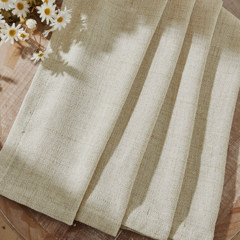 Light Filtering Semi-Sheer Faux-Linen Grommet Curtains 2 Panels Set, 52" W x 84" L, Linen