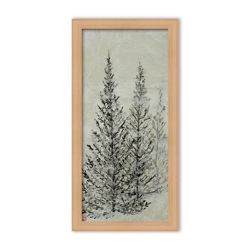 Nature Inspired "Silent Pines" Canvas Wall Art By , 24" H x 12" W x 1.125" D, Framed Matted Print, Black