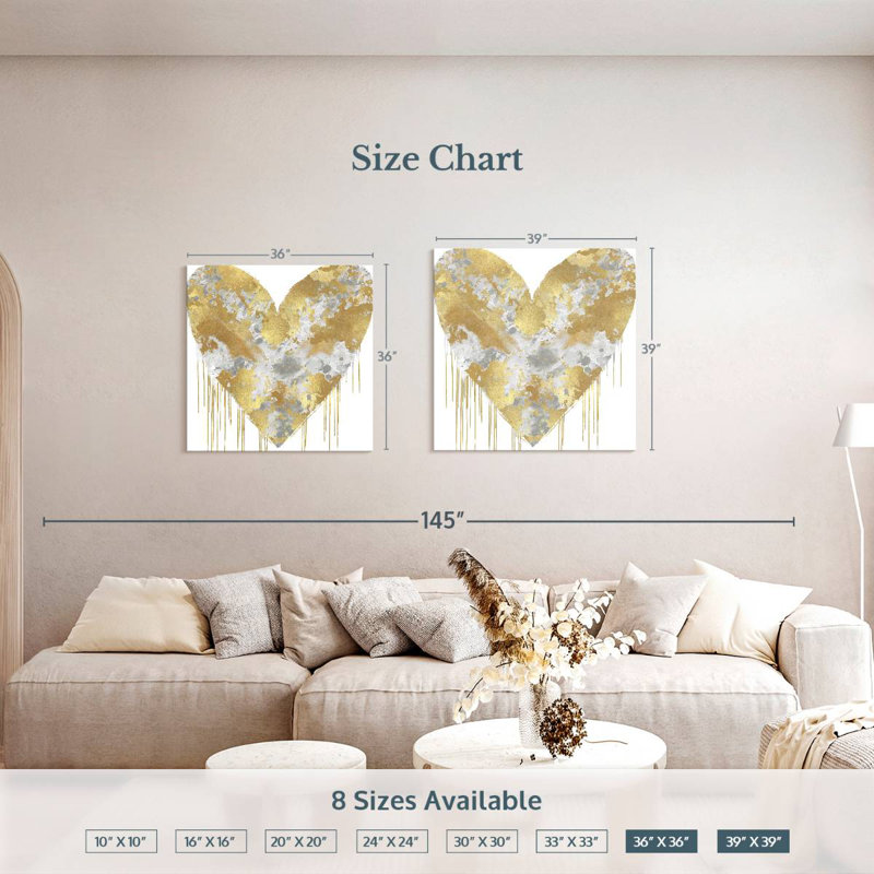 Hardie Big Hearted Silver And Gold, 39" H x 39" W