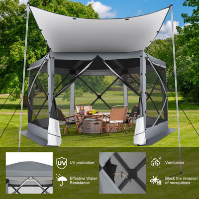 12x12 Pop up Gazebo Screen House Tent, Outdoor Canopy with Removable Roof&Sidewalls