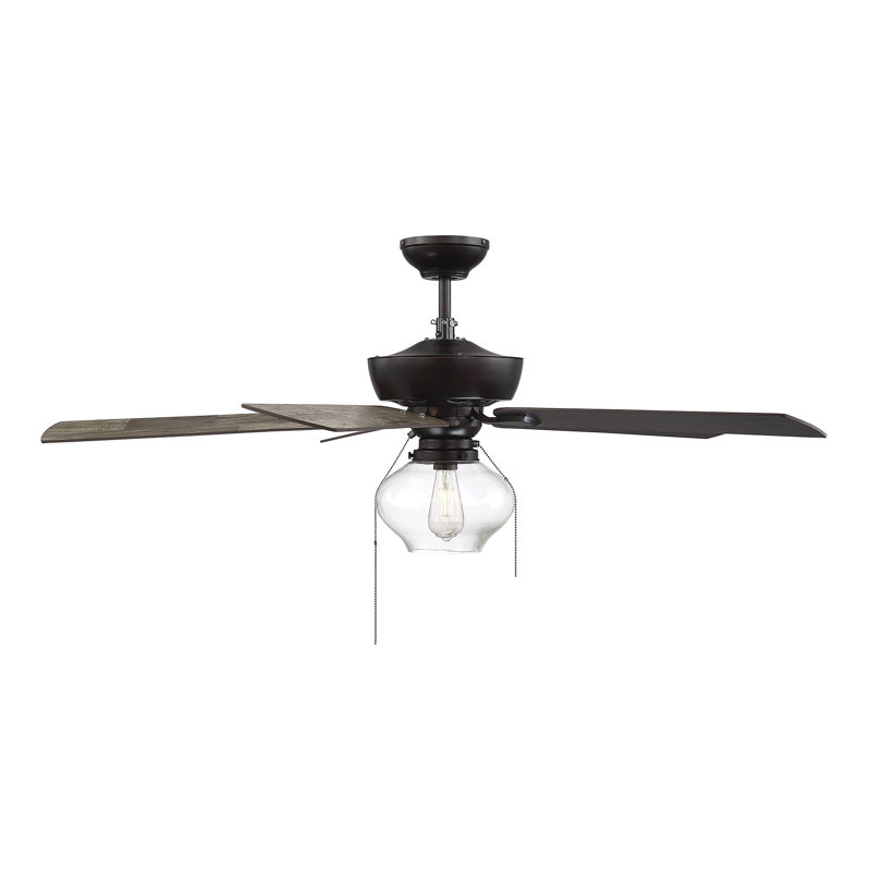 Donovan 52" Inola 5 - Blade Standard Ceiling Fan in Oil Rubbed Bronze with Pull Chain and Light Kit Included